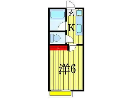 天台ハイリビング参番館(1K/2階)の間取り写真
