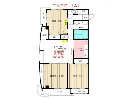 VIA・LATTEA I(3LDK/2階)の間取り写真