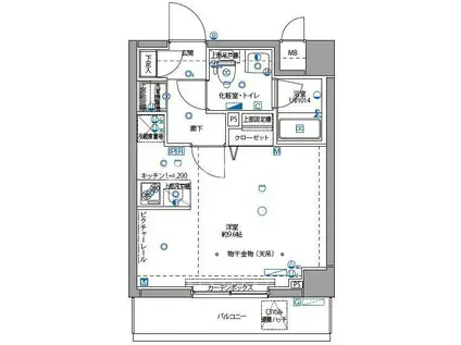 パティーナ京急蒲田(ワンルーム/1階)の間取り写真