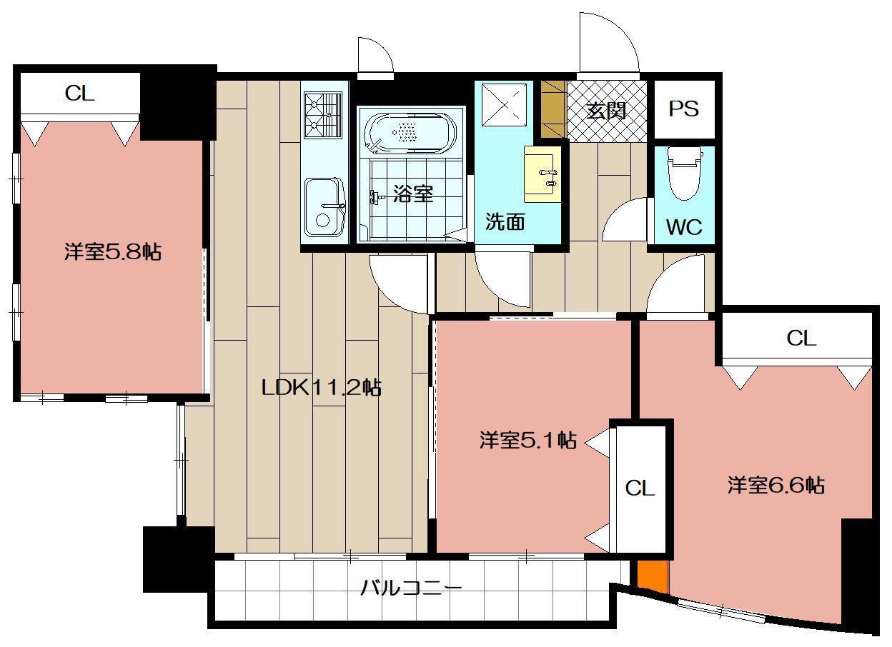 MDIロイヤルレジデンス大手町(3LDK/2階)の間取り写真