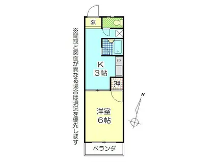 ロンド・ベル新川(1K/4階)の間取り写真