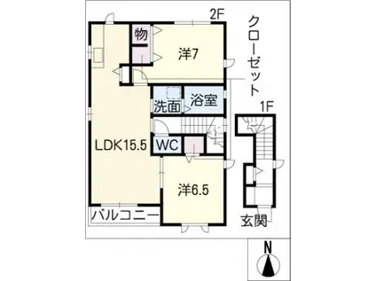 エトワール瑞穂(2LDK/2階)の間取り写真
