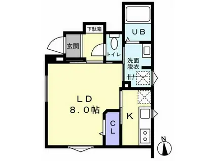 ピオーネ(1K/1階)の間取り写真