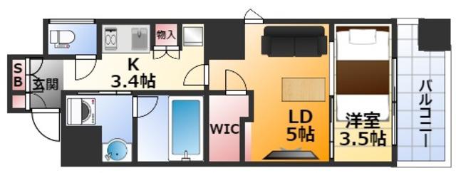 GATECOURT HIGASHIMIKUNI(1LDK/2階)の間取り写真
