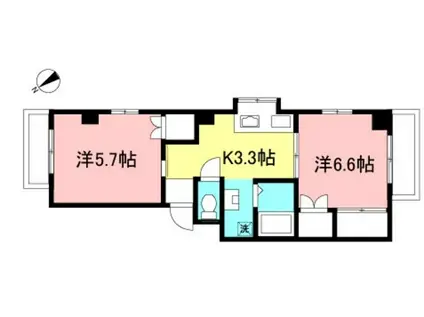 サニーハイツ狛江(2K/5階)の間取り写真