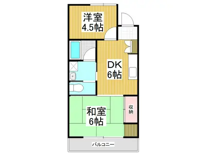 ハイツ西町(2DK/1階)の間取り写真