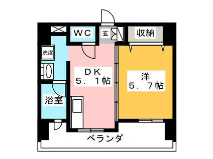 グランデュールマンション(1DK/6階)の間取り写真