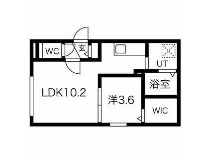 エゾンス西線9条(1LDK/3階)の間取り写真