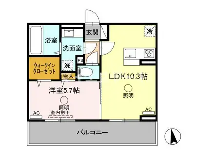 サニーフラット松江(1LDK/3階)の間取り写真