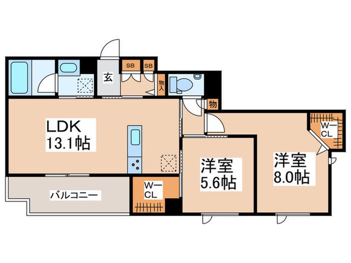 GRANDY VILLA OHTAKANOMORI II(2LDK/1階)の間取り写真