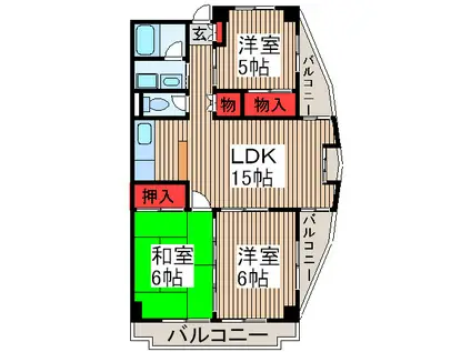 グランドカ―サ 武蔵野(3LDK/4階)の間取り写真