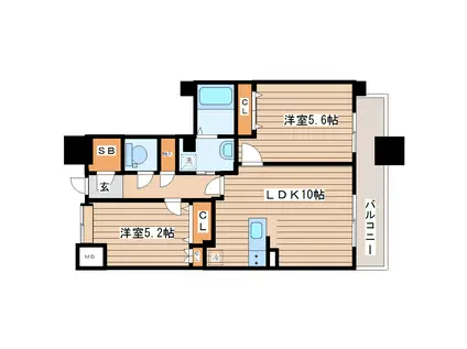 パークフラッツ五橋(2LDK/7階)の間取り写真