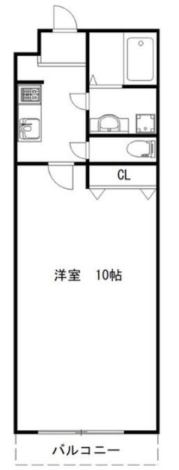FELIZ羽倉崎(1K/2階)の間取り写真