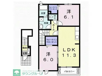 エーデル バッハI(2LDK/2階)の間取り写真