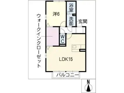 ドミール(1LDK/2階)の間取り写真