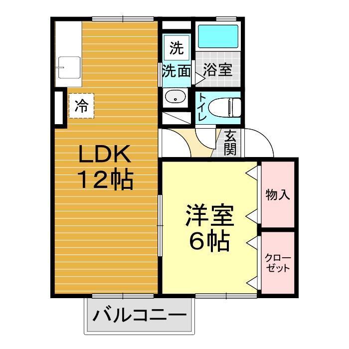 アンジェラス(1LDK/2階)の間取り写真