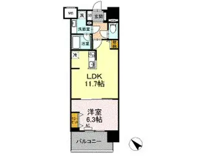 ウィスタリアレジデンス博多(1LDK/7階)の間取り写真