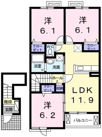 クラールプレディエA(3LDK/2階)の間取り写真