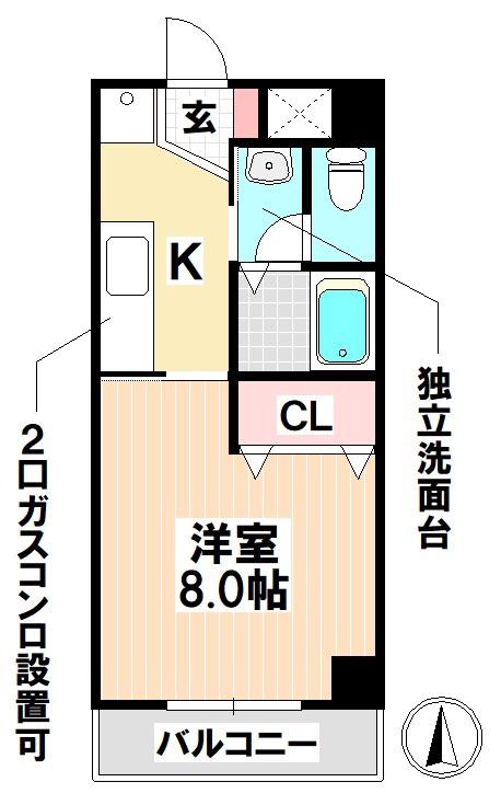 ホーメスト北原T・M(1K/3階)の間取り写真