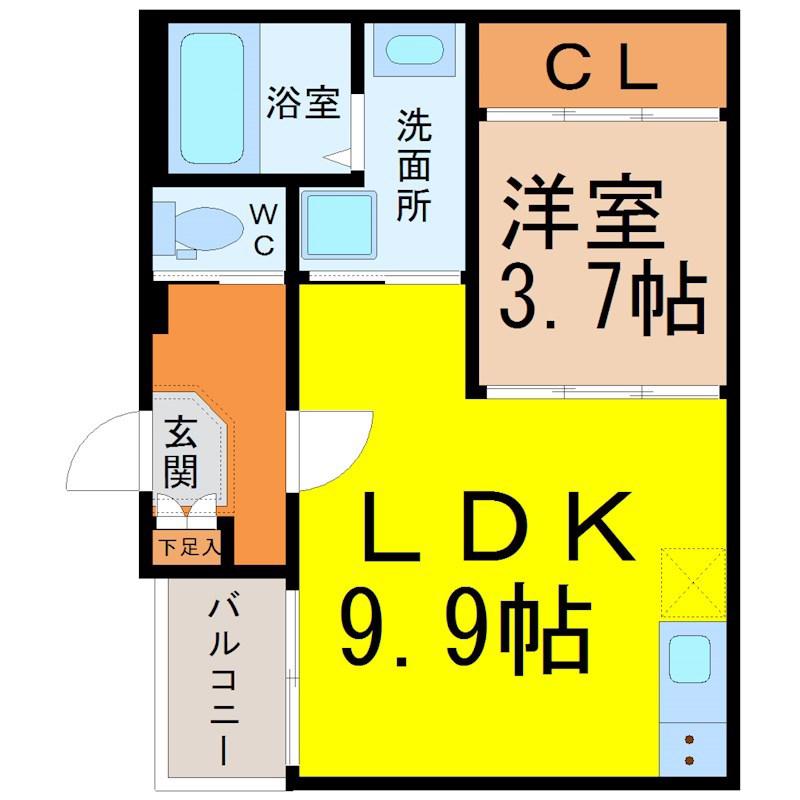 ハーモニーテラス植田西II(1LDK/3階)の間取り写真