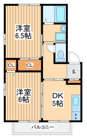 ドエルA(2DK/1階)の間取り写真