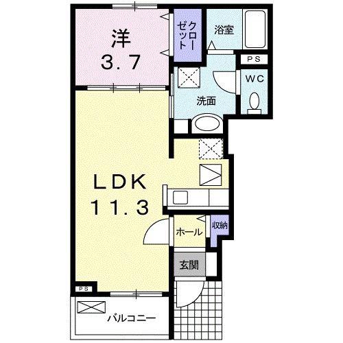 ヴィヴァーチェB(1LDK/1階)の間取り写真