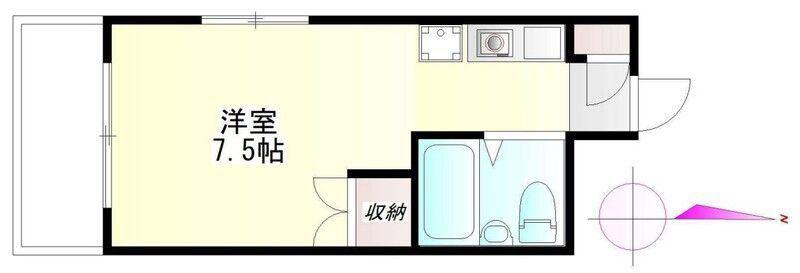 マンションソーキII(ワンルーム/3階)の間取り写真