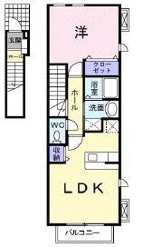 セイバリーKII (1LDK/2階)の間取り写真