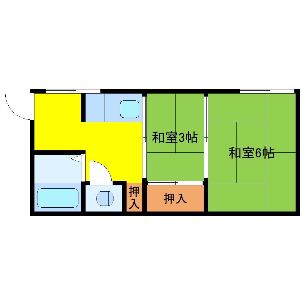 出倉アパート(2K/2階)の間取り写真