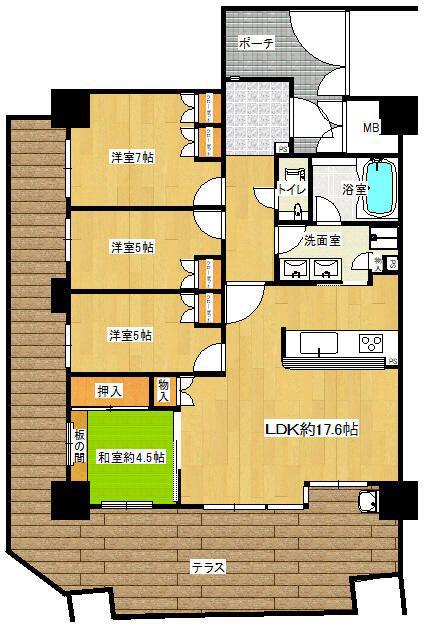 ロジュマン旭ヶ丘(4LDK/1階)の間取り写真