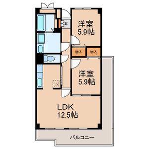 グランシャリオ(2LDK/6階)の間取り写真