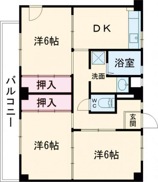 ビレッジハウス秋多 5号棟(3DK/4階)の間取り写真
