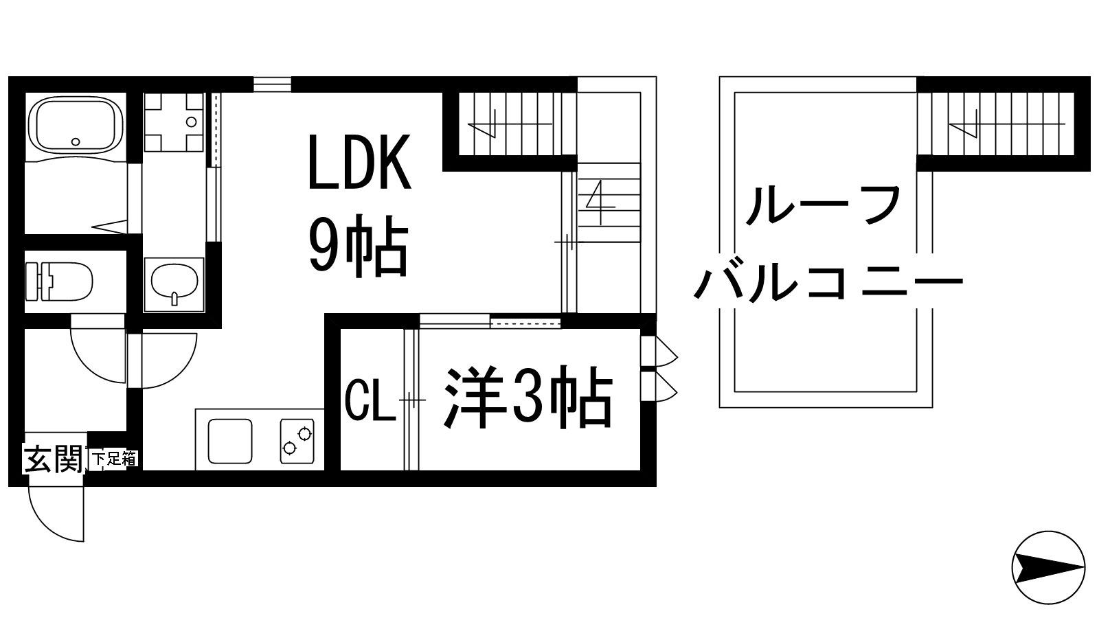 GRANDTIC 宝塚(1LDK/2階)の間取り写真