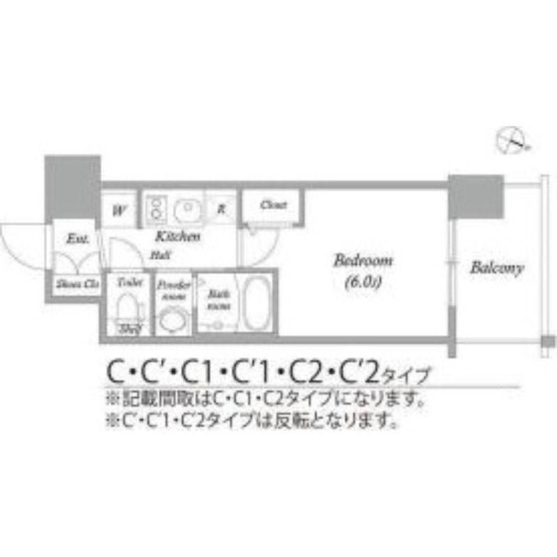 エステムコート大阪ウエストII(1K/6階)の間取り写真