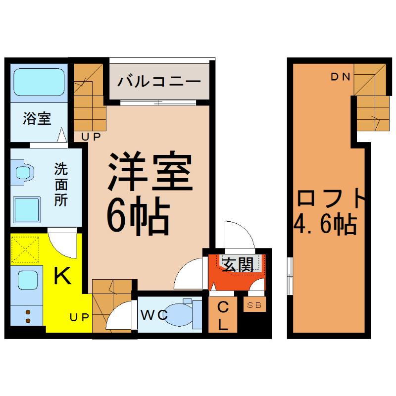 リヴェール森下(1K/2階)の間取り写真