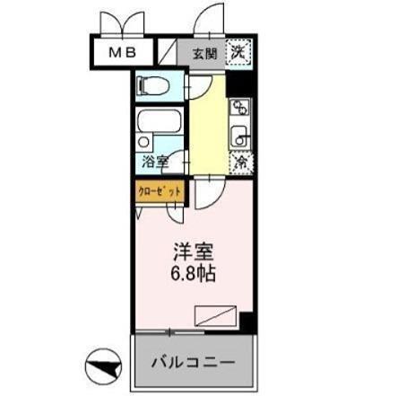 カスタリア住吉(1K/8階)の間取り写真
