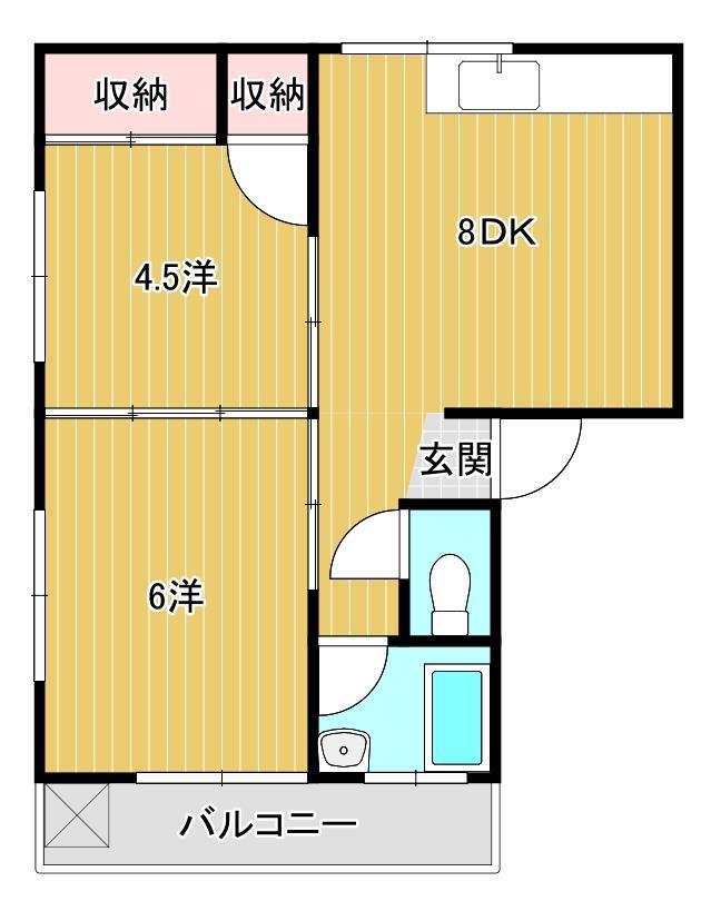 勝谷コーポ(2DK/1階)の間取り写真