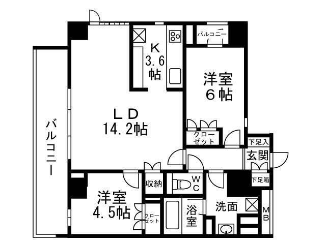 H-スクエア吉祥寺南町(2LDK/5階)の間取り写真