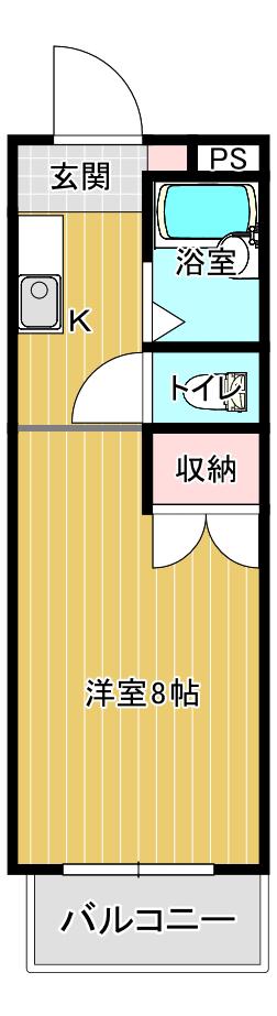 スタジアムI(1K/1階)の間取り写真
