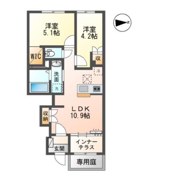メゾン エメ(2LDK/1階)の間取り写真