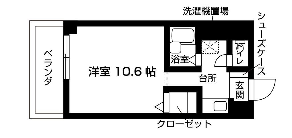 カサエレガンシア(1K/4階)の間取り写真
