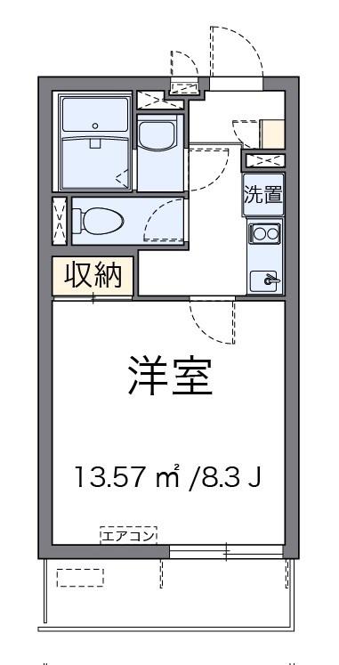 オールミエール天神(1K/1階)の間取り写真