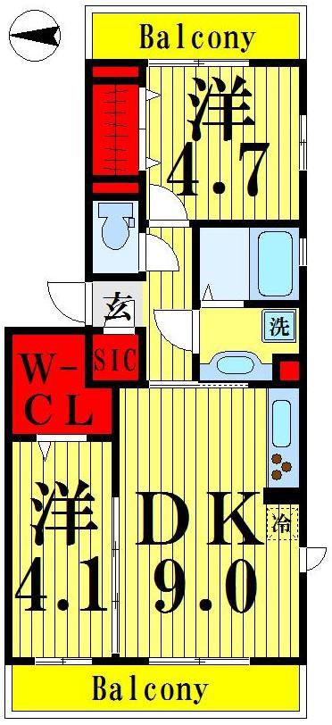ルピナス(2DK/3階)の間取り写真