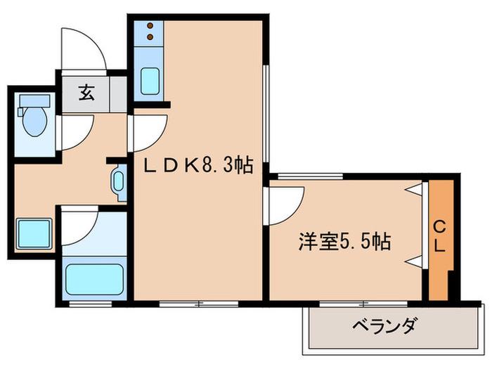 リッツ中央(1LDK/5階)の間取り写真