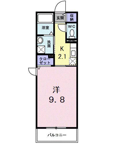 ジェルメ 東所沢(1K/1階)の間取り写真