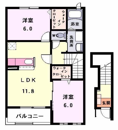 SPRING.E(2LDK/2階)の間取り写真