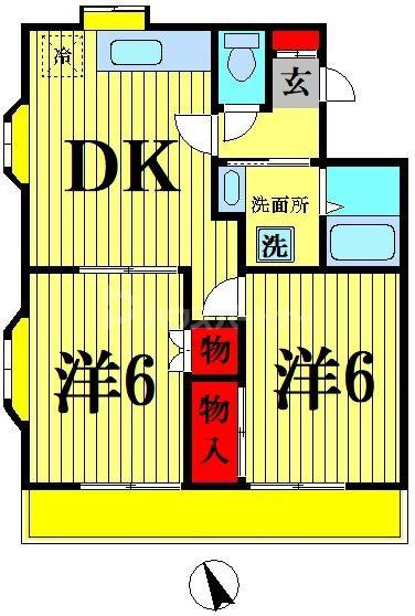 ラフィーヌ池田1番館(2DK/2階)の間取り写真