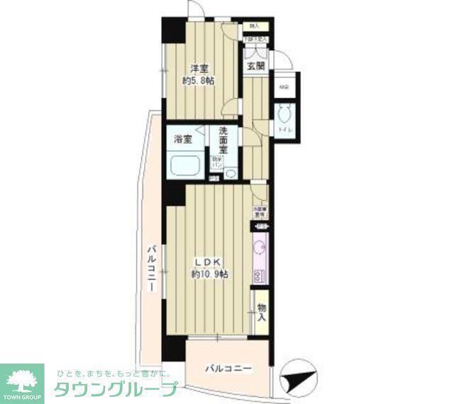 レジデンス武蔵野(1DK/11階)の間取り写真