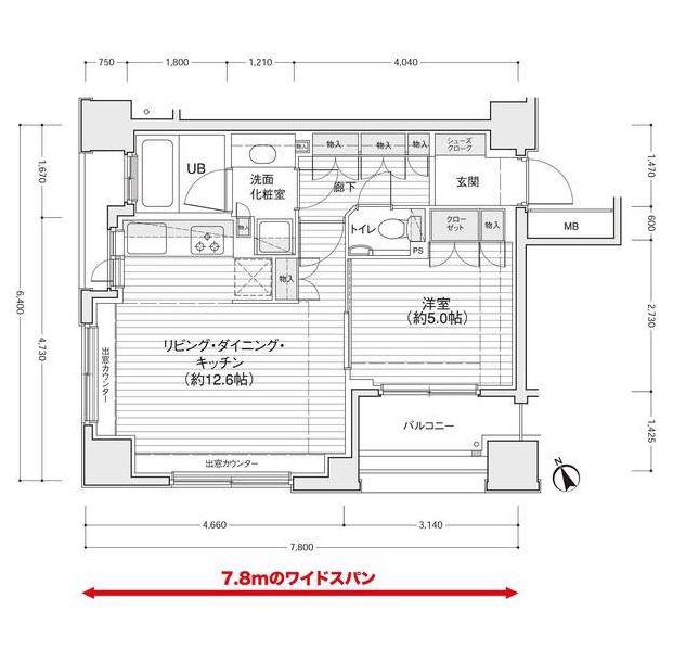 ドゥーエ銀座イーストI(1LDK/7階)の間取り写真
