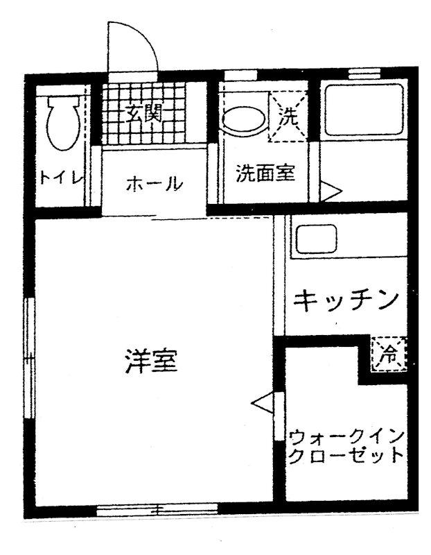 メイプルコート(1K/1階)の間取り写真